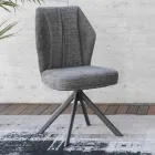 2 Indoor Chairs in Graphite Metal with Bliss Fabric Seat - Tenia Viadurini