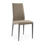 2 Dining Chairs in Caribou Color Fabric and Anthracite Legs Made in Italy - Kite Viadurini