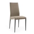 2 Dining Chairs in Caribou Color Fabric and Anthracite Legs Made in Italy - Kite