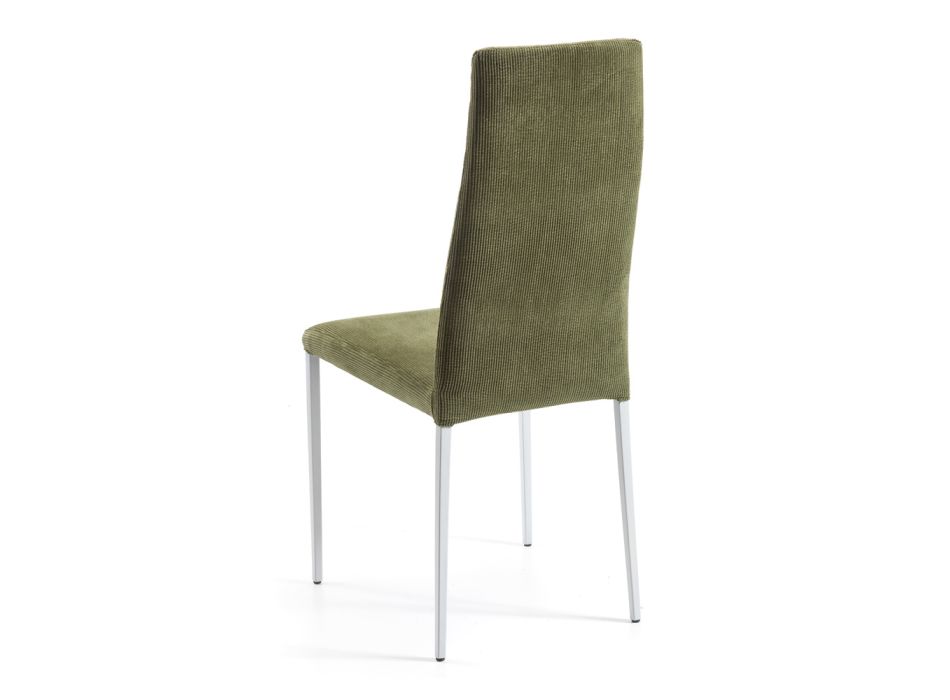2 Living Room Chairs in Green Fabric and Silver Legs Made in Italy - Owlet Viadurini