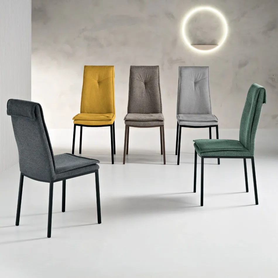 2 Upholstered Chairs in Colorful Fabric and Metal Frame - Fabrizio Viadurini