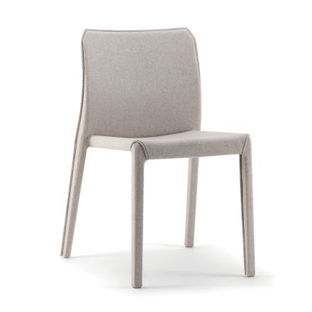 2 Stackable Chairs in Polypropylene, Fiberglass and Upholstered in Gray Wool - Cut Viadurini