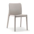 2 Stackable Chairs in Polypropylene, Fiberglass and Upholstered in Gray Wool - Cut