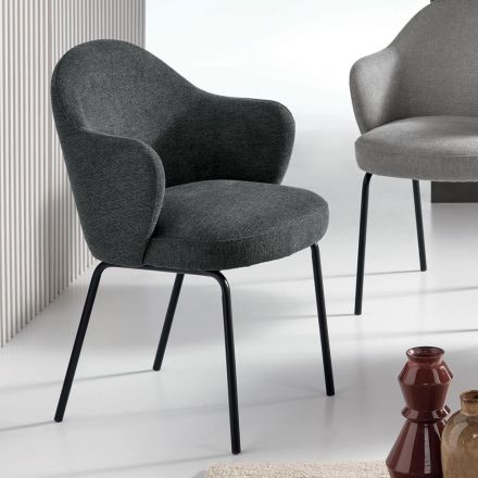 2 Fabric Chairs with Spring Seat and Metal Frame - Alighieri Viadurini