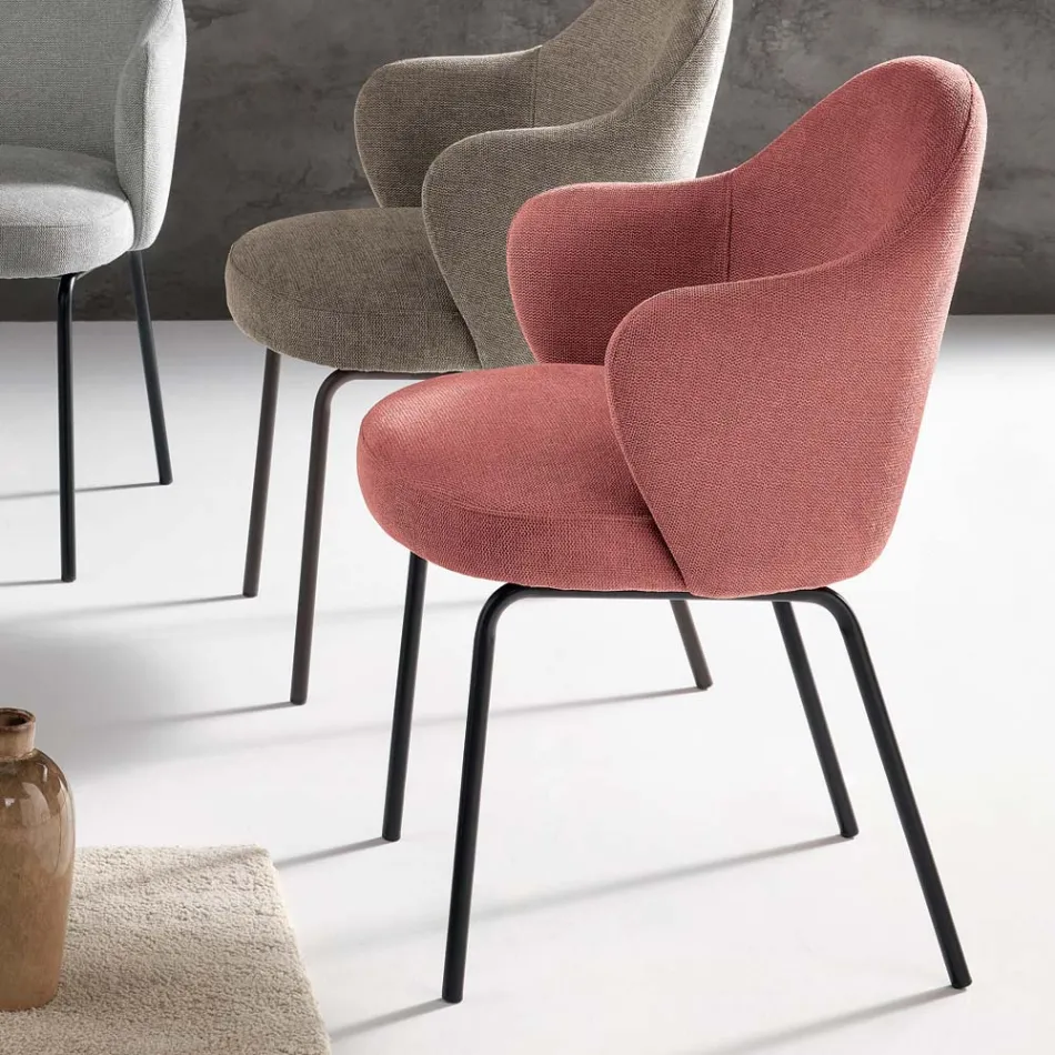 2 Fabric Chairs with Spring Seat and Metal Frame - Alighieri Viadurini