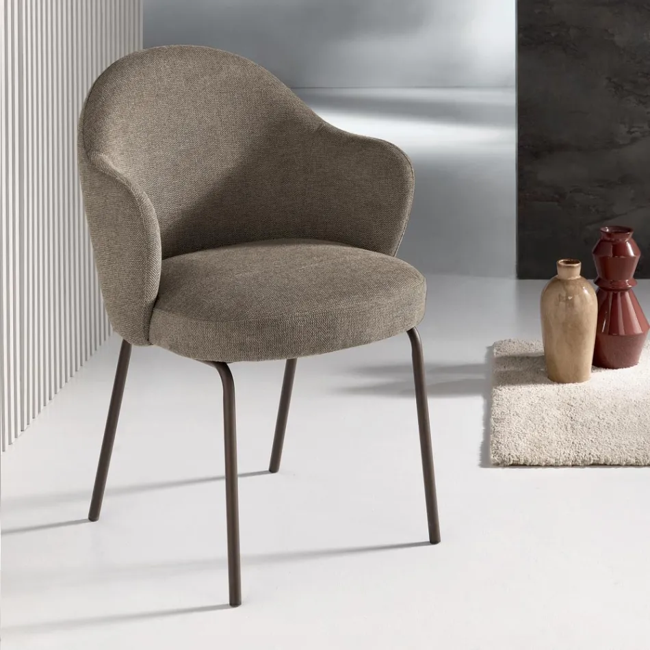 2 Fabric Chairs with Spring Seat and Metal Frame - Alighieri Viadurini