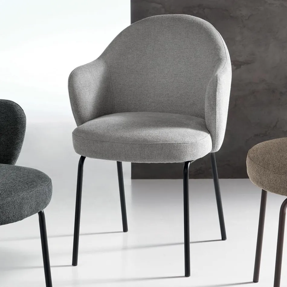 2 Fabric Chairs with Spring Seat and Metal Frame - Alighieri Viadurini