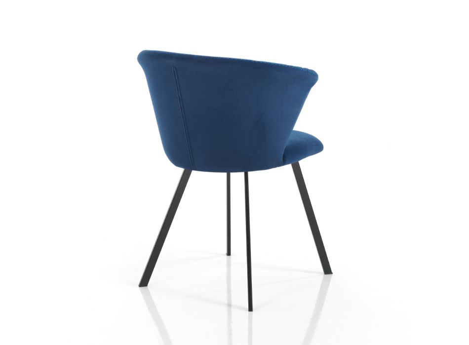 2 Chairs in Blue Velvet Effect Microfiber Fabric - Everest Viadurini
