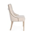 2 Modern Linen Chairs with Oak Wood Structure Homemotion - Barna Viadurini