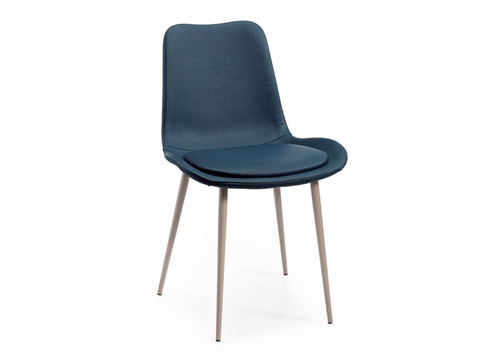 2 Monocoque Chairs in Wood and Blue Fabric Made in Italy - Small Viadurini