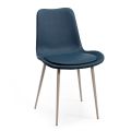 2 Monocoque Chairs in Wood and Blue Fabric Made in Italy - Small