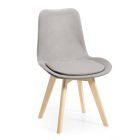 2 Monocoque Chairs in Wood and Iron Color Fabric Made in Italy - Small Viadurini