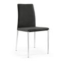 2 Chairs Made of Black Fabric and Silver Steel Legs Made in Italy - Cadente