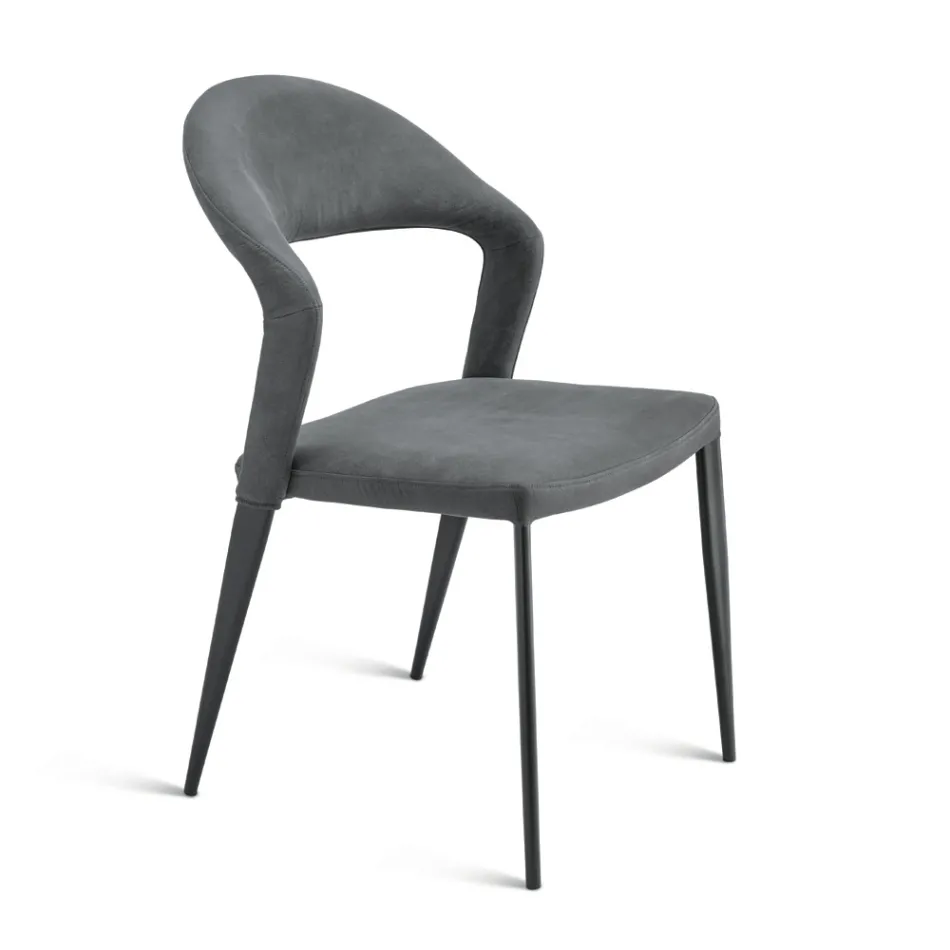 2 Chairs Upholstered in Colored Faux Leather and Painted Metal Base - Boccaccio Viadurini