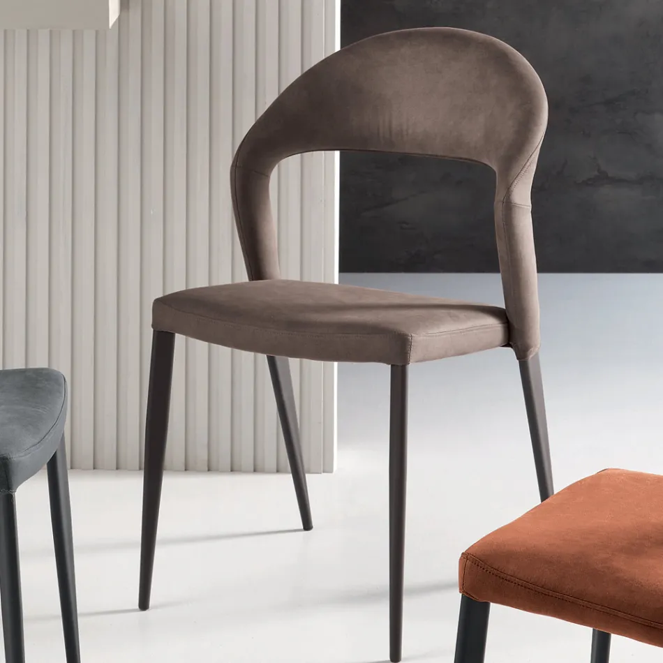 2 Chairs Upholstered in Colored Faux Leather and Painted Metal Base - Boccaccio Viadurini