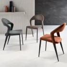 2 Chairs Upholstered in Colored Faux Leather and Painted Metal Base - Boccaccio Viadurini