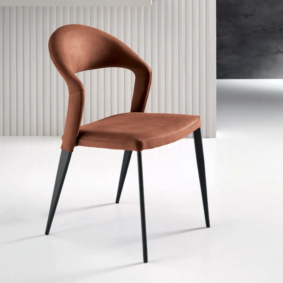 2 Chairs Upholstered in Colored Faux Leather and Painted Metal Base - Boccaccio Viadurini