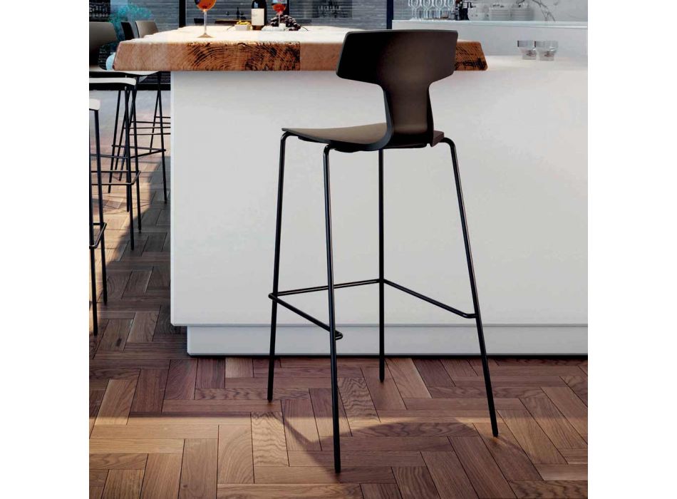 2 Stackable Bar Stools in Metal and Polypropylene Made in Italy - Arlette