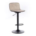 2 Stools with Gas Lift, Microfibre and Metal Seat - Adonis