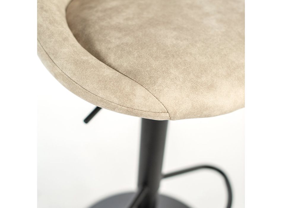 2 Stools with Gas Lift, Microfibre Seat and Metal Structure - Abbey Viadurini