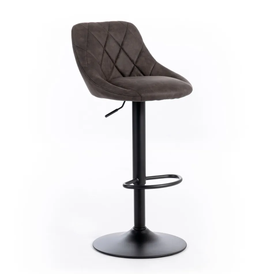 2 Stools with Gas Lift, Microfibre Seat and Metal Structure - Abbey Viadurini