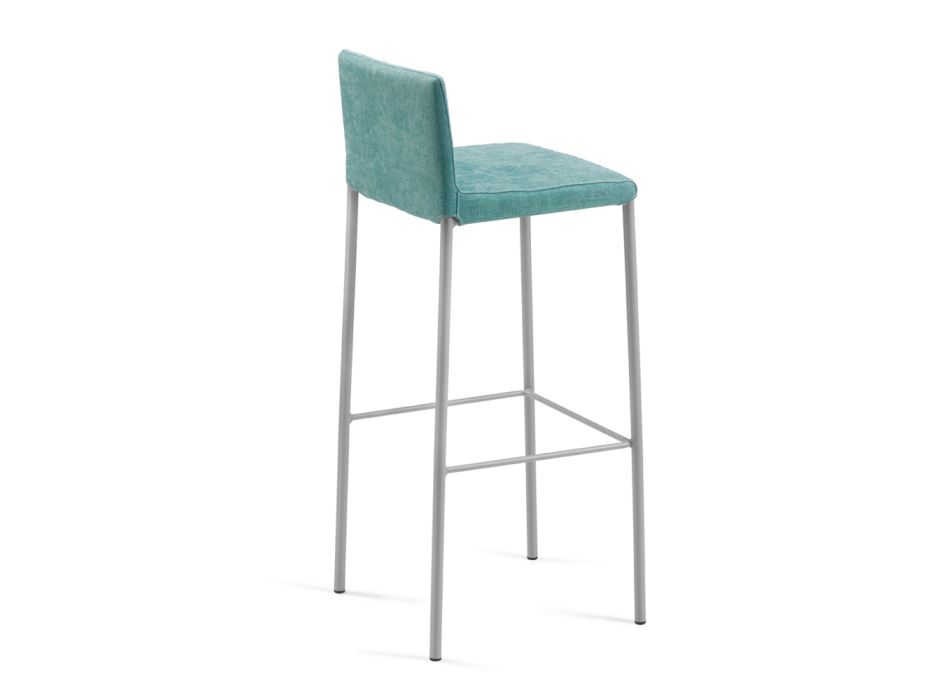 2 Stools with Low Back in Sky Fabric Made in Italy - Delfino Viadurini
