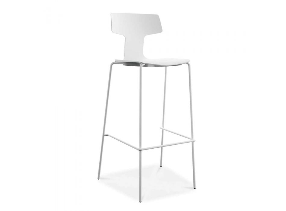 2 Stackable Outdoor Stools in Metal and Polypropylene Made in Italy Annice