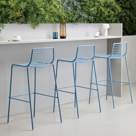 2 Outdoor Stools Entirely Made of Steel Made in Italy - Summer Viadurini