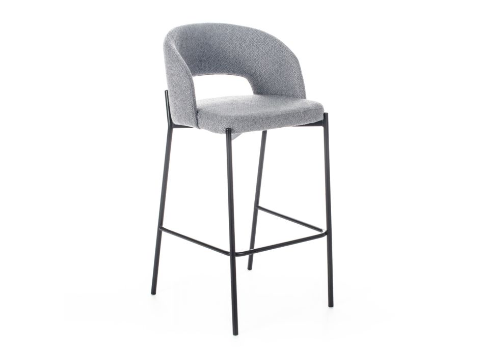 2 Indoor Stools with Fabric Seat and Backrest and Metal Legs - Beach Viadurini