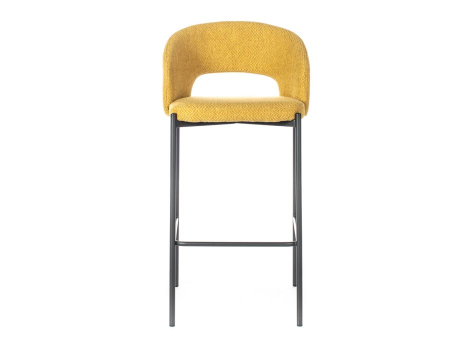 2 Indoor Stools with Fabric Seat and Backrest and Metal Legs - Beach Viadurini