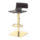 2 Stools in Black Leather and Gold Steel Structure Made in Italy - Bolle Viadurini