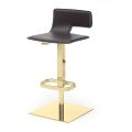 2 Stools in Black Leather and Gold Steel Structure Made in Italy - Bolle