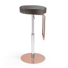 2 Stools in Black Leather and Rose Gold Steel Structure Made in Italy - Laser Viadurini