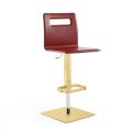 2 Stools in Regenerated Leather and Gold Structure Made in Italy - Scintilla