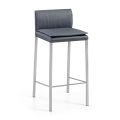 2 Stools in Fabric and Steel Legs Silver Made in Italy - Glitter