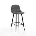 2 Stools in Aged Gray Velvet Effect Fabric - Biscia