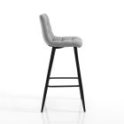 2 Stools in Light Gray Fabric and Metal - Copper Viadurini
