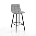 2 Stools in Light Gray Fabric and Metal - Copper