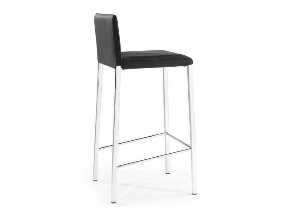 2 Stools in Black Fabric and Silver Steel Legs Made in Italy - Cadente Viadurini