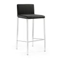 2 Stools in Black Fabric and Silver Steel Legs Made in Italy - Cadente