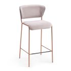 2 Stools in Pearl Velvet Fabric and Rose Gold Legs Made in Italy - Butterfly Viadurini