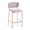 2 Stools in Pearl Velvet Fabric and Rose Gold Legs Made in Italy - Butterfly