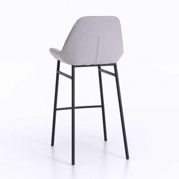 2 Modern Metal Stools with Microfiber or Imitation Leather Seat - Bellino