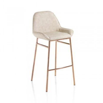 2 Modern Metal Stools with Microfiber or Imitation Leather Seat - Bellino