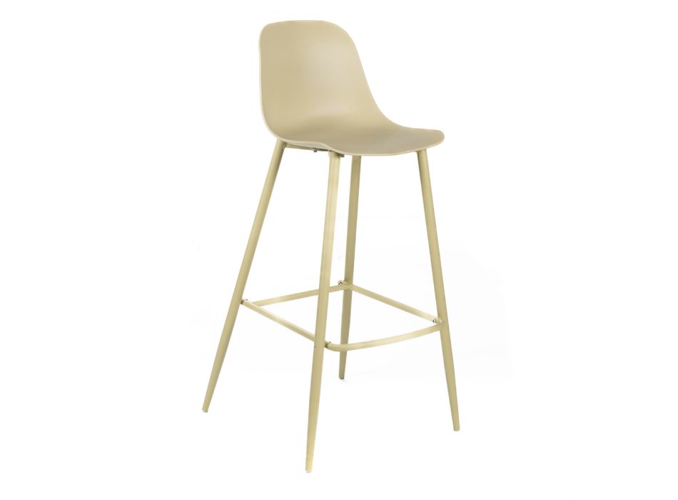 2 Stools Made of Polypropylene and Metal Structure with Footrest - Angel Viadurini