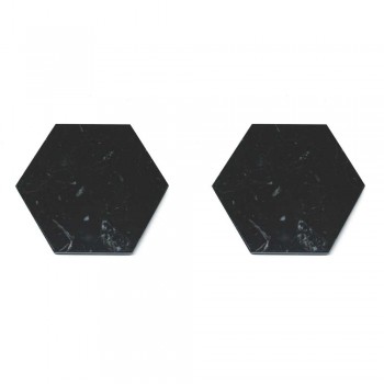 2 Hexagonal Coasters in White, Black or Green Marble Made in Italy - Paulo
