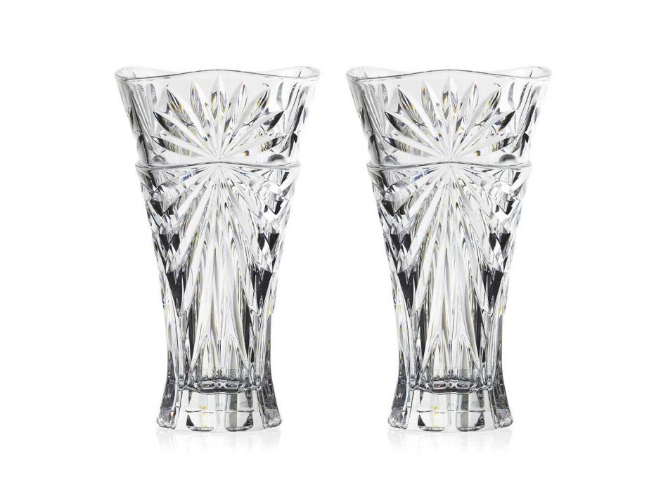 2 Table Decoration Vases in Unique Design Ecological Crystal - Daniele