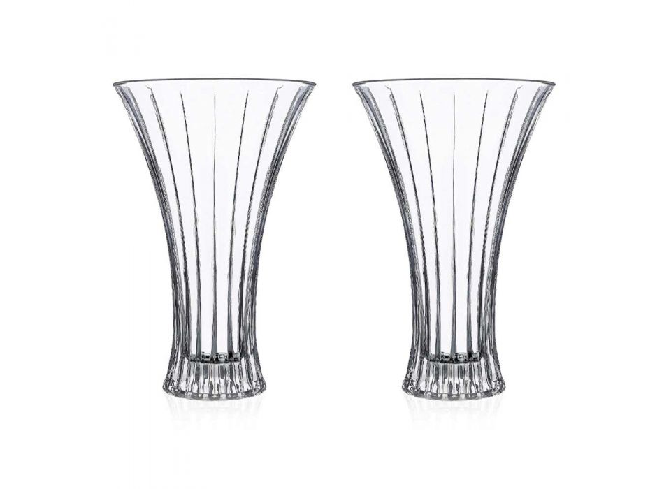 2 Design Decoration Vases in Transparent Eco Crystal Decorated Luxury - Senzatempo
