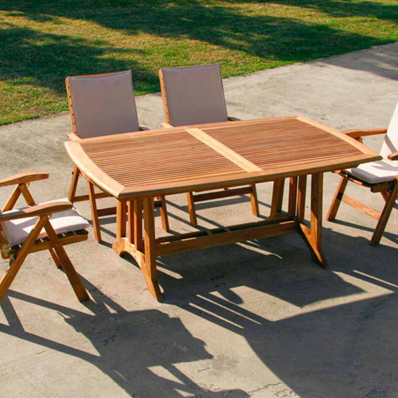 Extendable outdoor table made of teak wood Amalfi