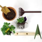 3 Metal Gardening Tools with Wooden Base Made in Italy - Garden Viadurini